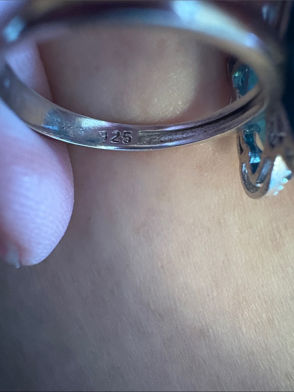 Blue Butterfly Crystal Ring - Moissanite Chips Stamped 925 Silver - Picture 5 of 5